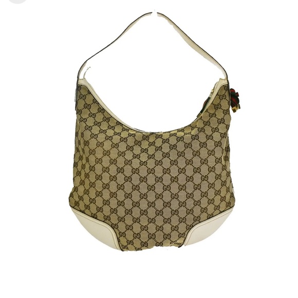 GUCCI Sherry Princy GG Pattern Shoulder Bag Canvas Leather Brown Italy - Picture 3 of 17